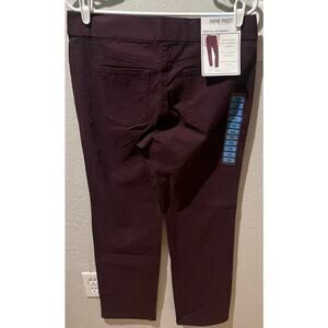 NWT Nine West Heidi Pull On Straight Elastic Waistband Maroon Pants, Size 10